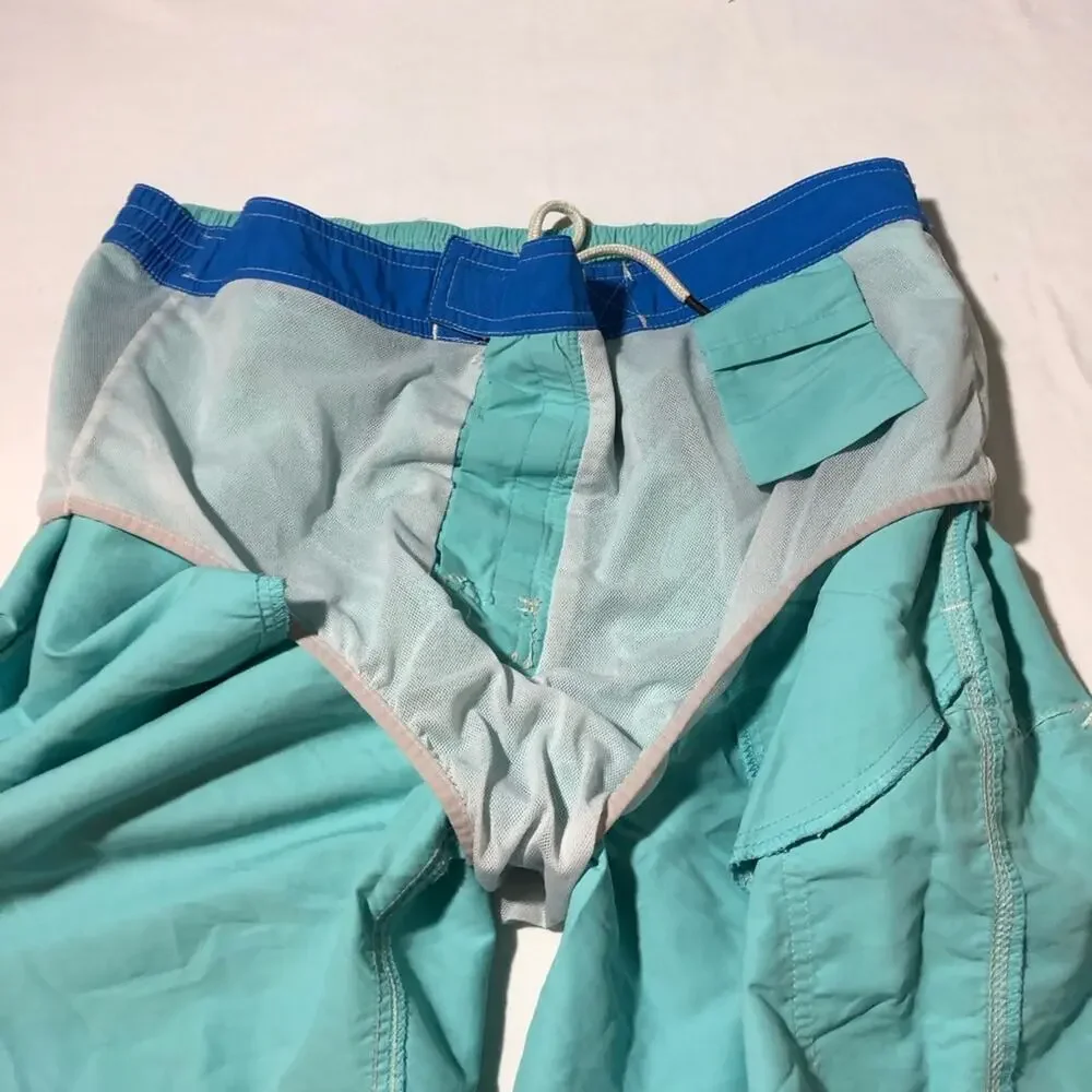 Polo Ralph Lauren mens L bathing suit turquoise blue drawstring waist pockets